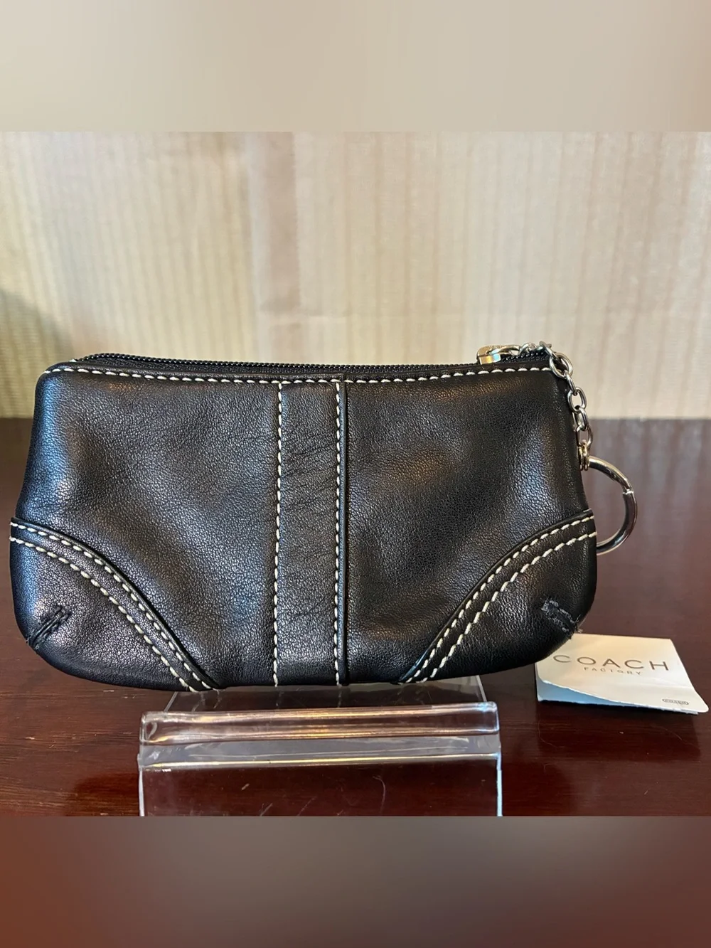 Coach Y2K Black Leather Zip Wristlet NWT
